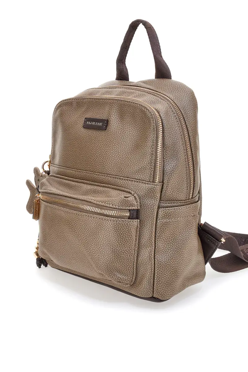 Zaino taupe con charm orsetto e spallacci regolabili Naj-Oleari 61801/BOBA13 [CIOCCOLATO] miniatura 5