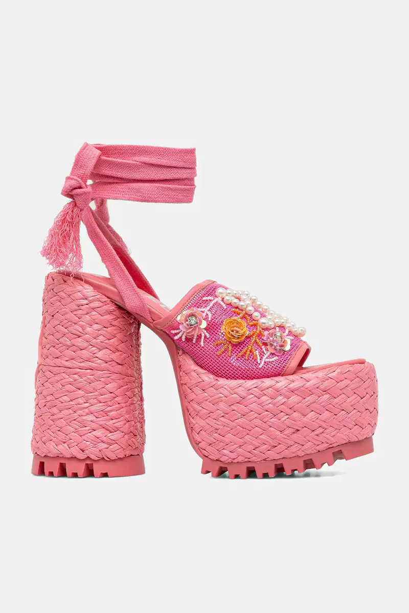 sandali Bluebell colore rosa Bluebell Raffia Flowers miniatura 2