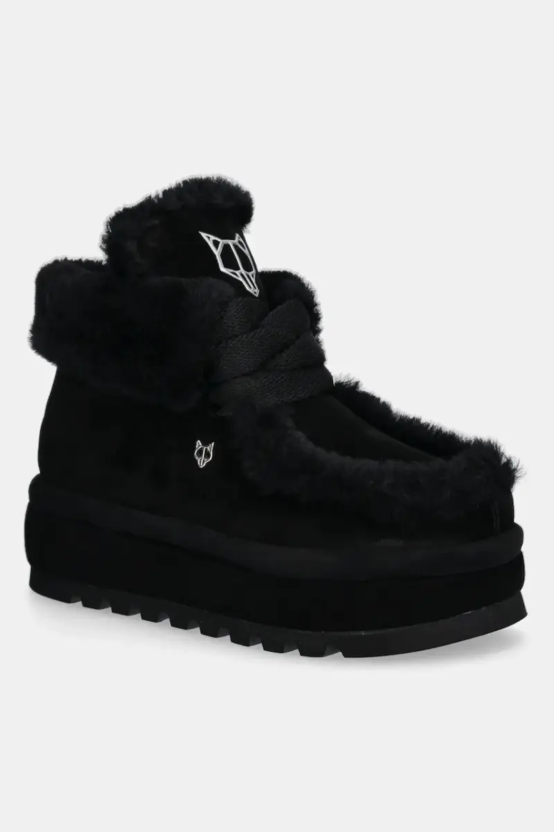 stivali da neve in camoscio Bambi colore nero Bambi Suede Shearling Black