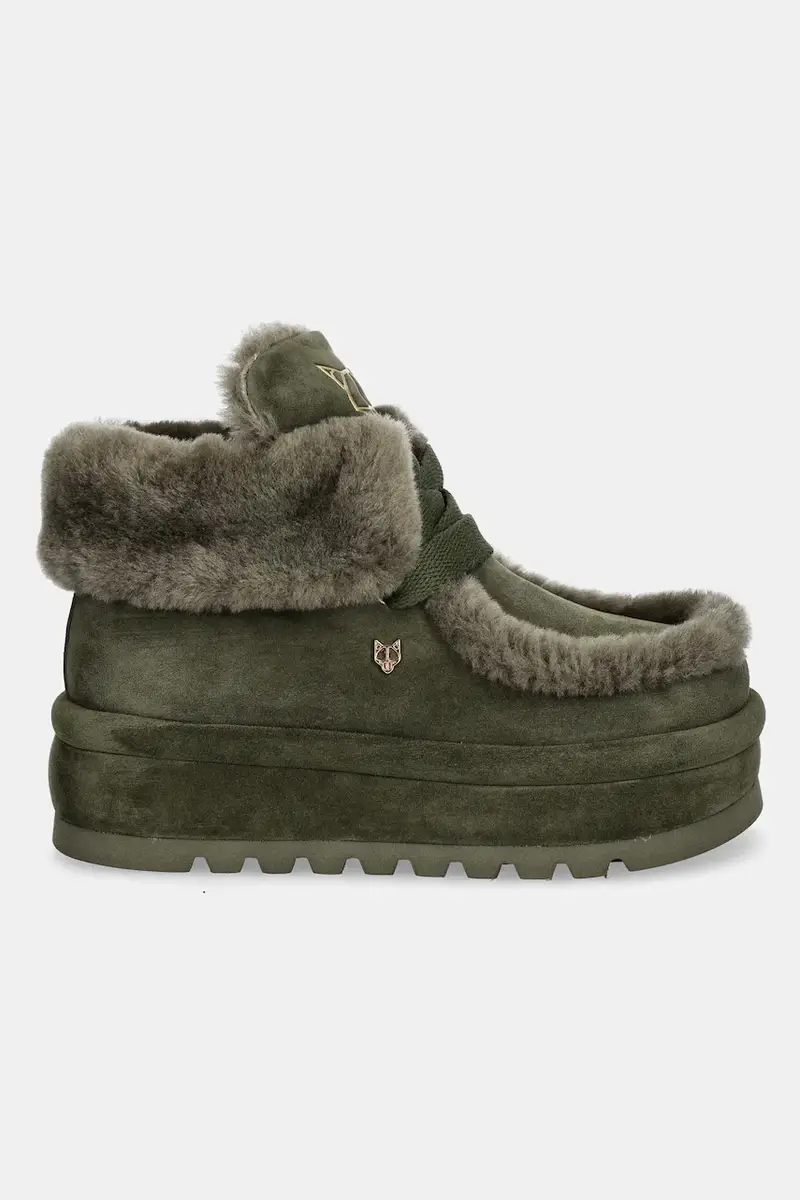 stivali da neve in camoscio Bambi colore verde Bambi Suede Shearling Dark Olive miniatura 2