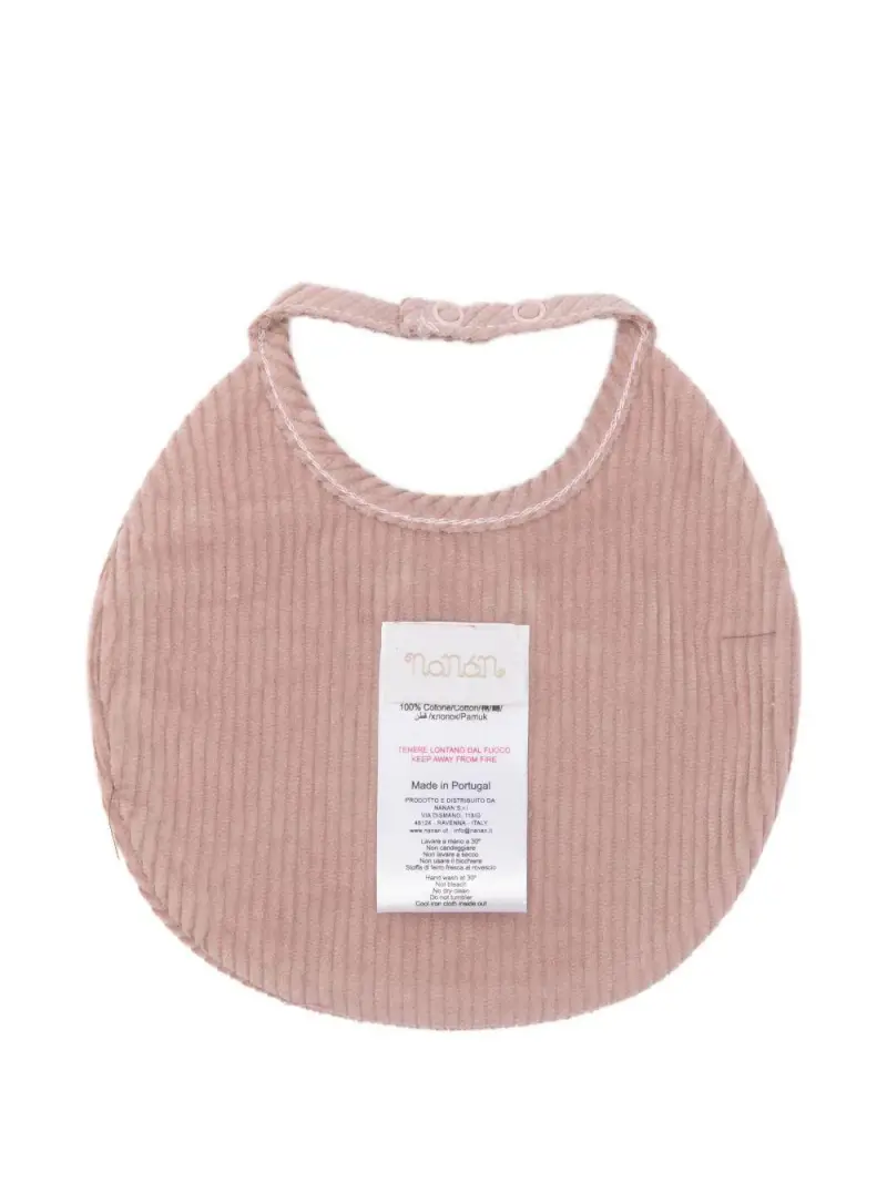 Bavaglino rosa a coste con ricamo miniatura 2