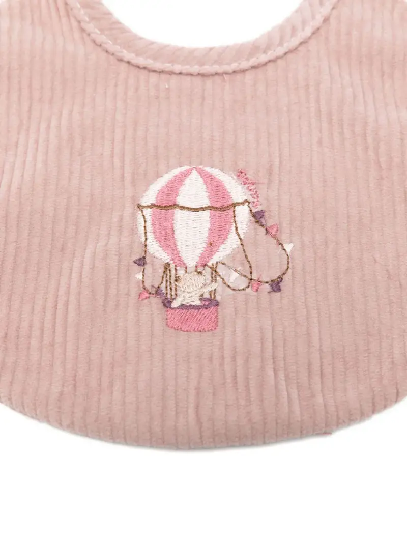 Bavaglino rosa a coste con ricamo miniatura 3