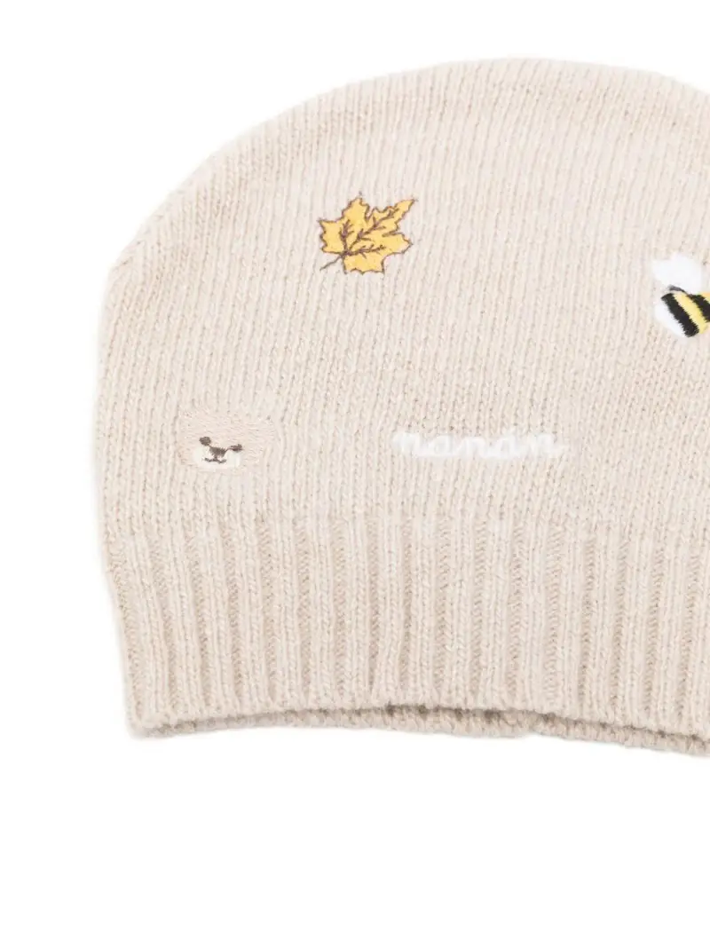 Berretto beige con ricamo miniatura 3