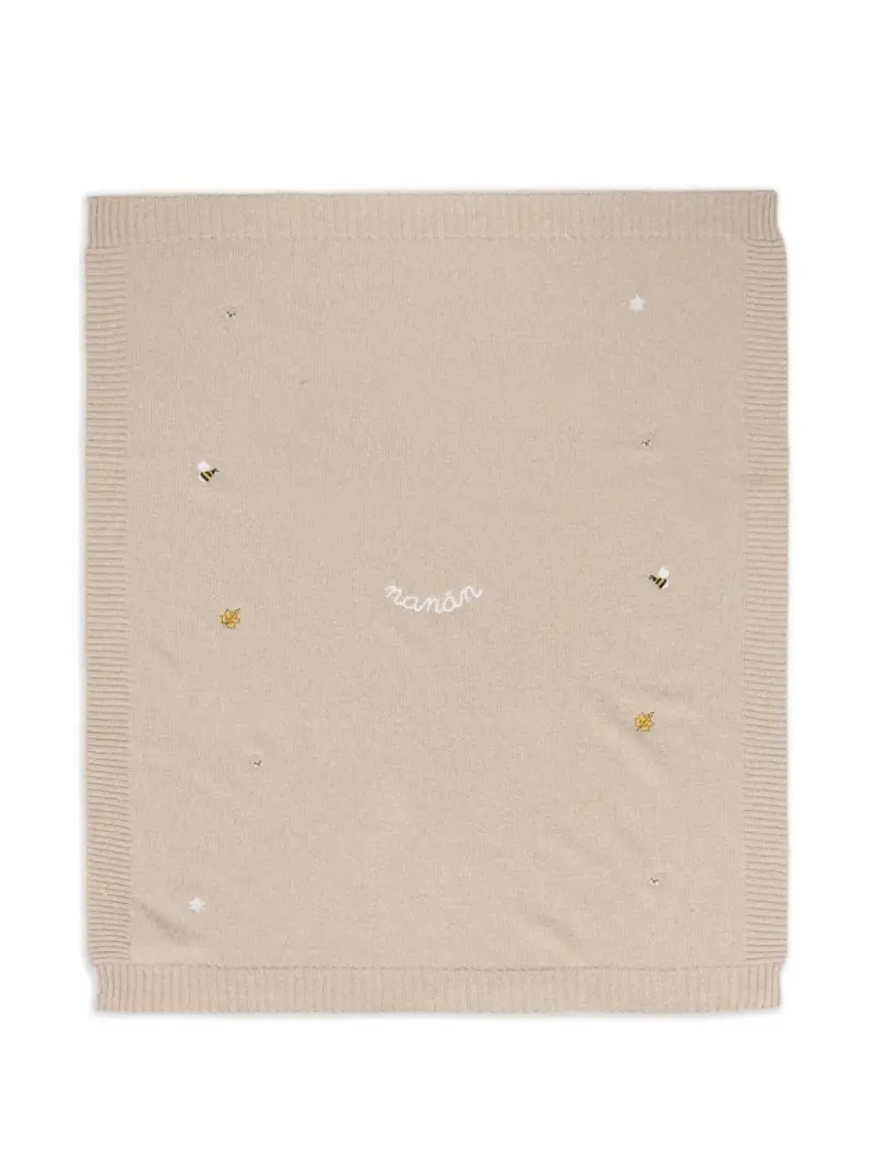 Coperta Beige per Bambini con Logo Ricamato