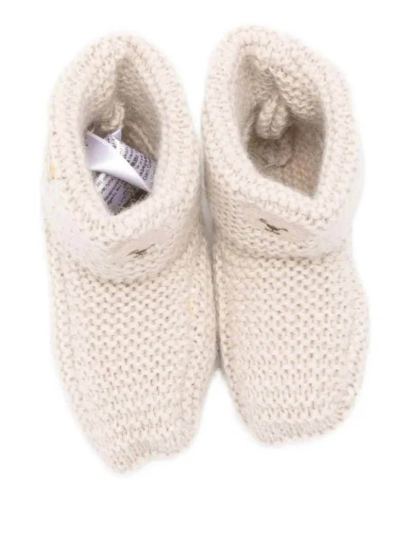 Slippers beige con ricamo orso miniatura 2