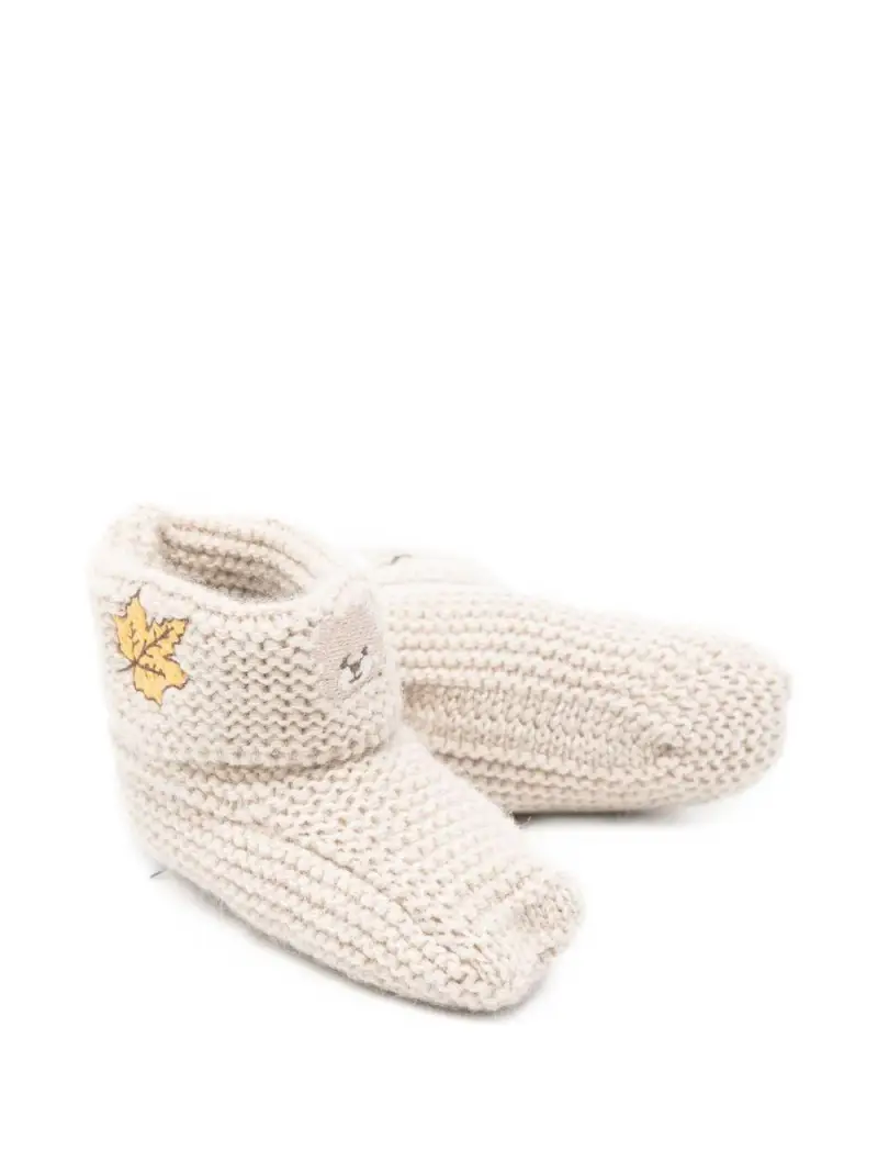 Slippers beige con ricamo orso miniatura 3