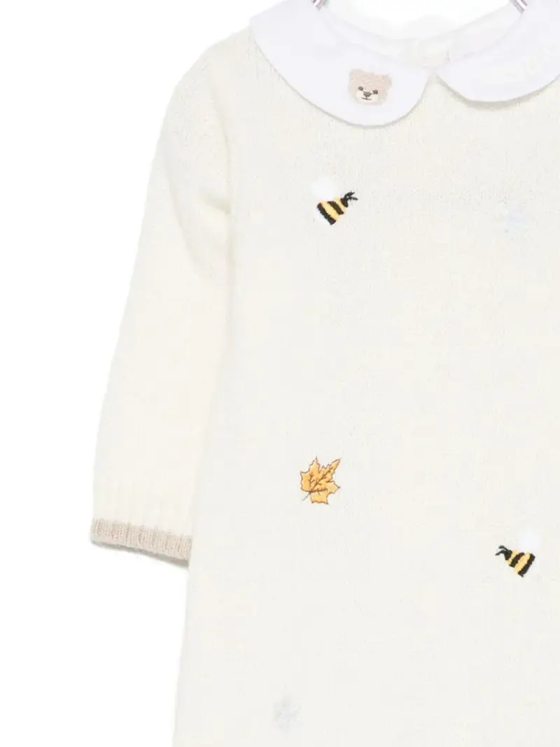 Tutina bianca con ricamo Bianco miniatura 2