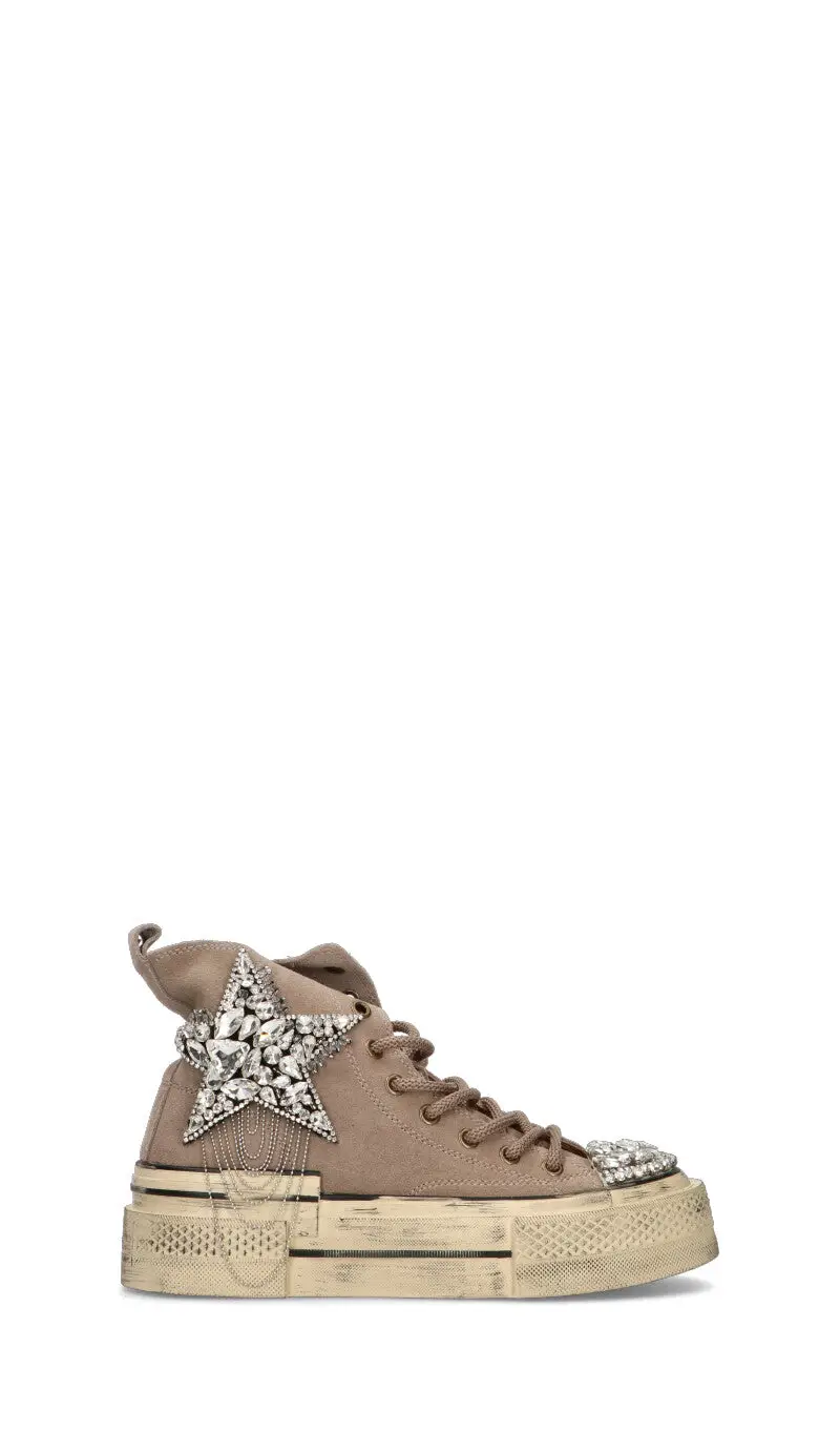 Sneaker donna taupe in pelle Vario