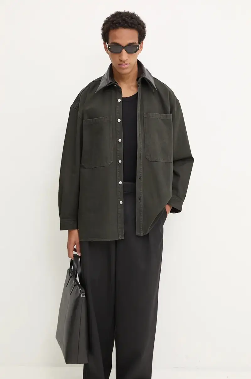 camicia in cotone BEAUX uomo colore verde NU24PFJK00497