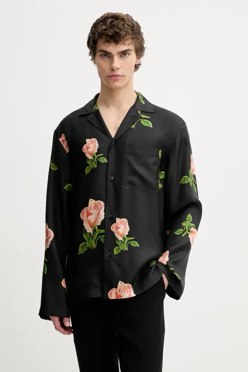 camicia in seta NM25PFTP01499 Nero