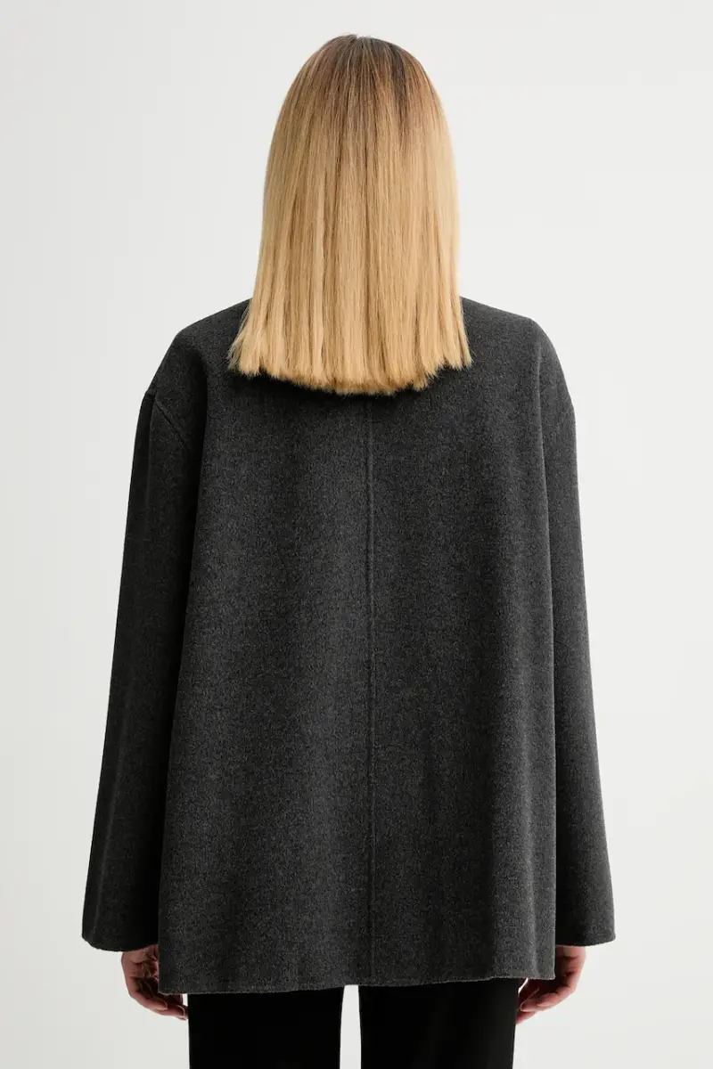 cappotto con lana Grigio miniatura 3