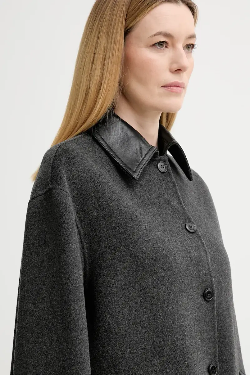 cappotto con lana Grigio miniatura 4