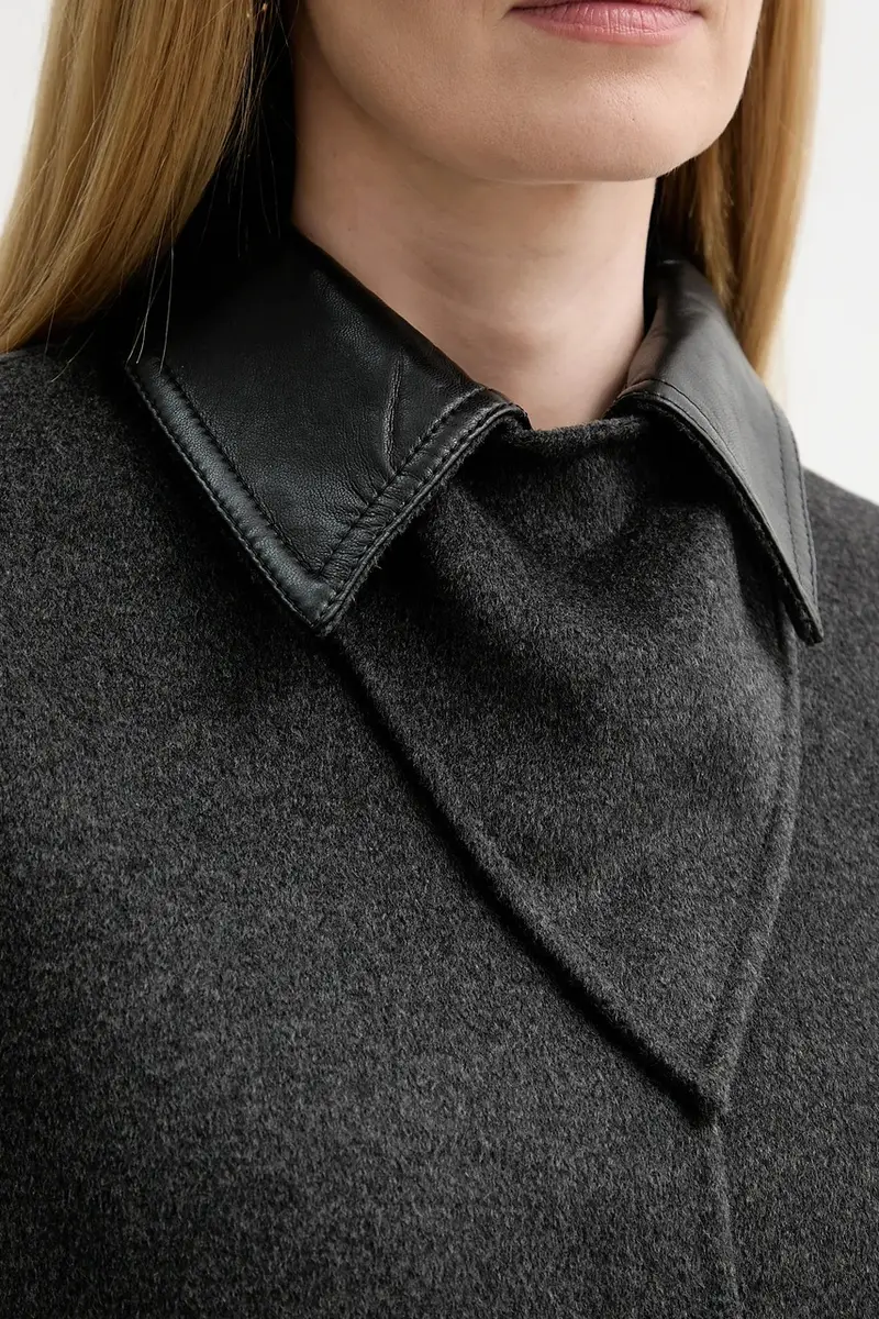 cappotto con lana Grigio miniatura 5