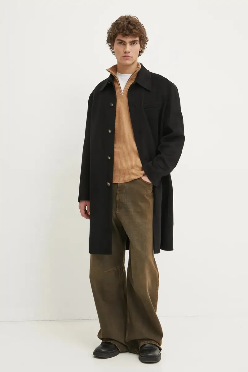 cappotto in lana JANNO colore nero NM24CROW01799 miniatura 2