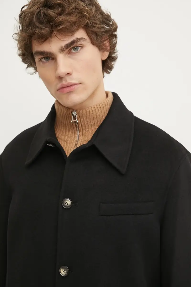 cappotto in lana JANNO colore nero NM24CROW01799 miniatura 4