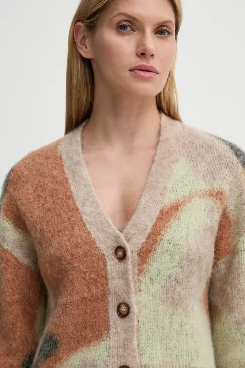 cardigan in lana HENNY colore beige NW24FWSW44376 miniatura 4