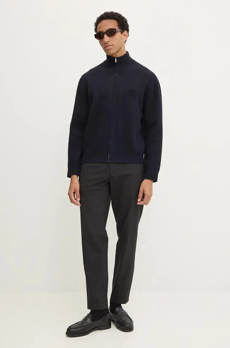 cardigan in lana POVAL colore blu navy NM24PFSW00457 miniatura 2