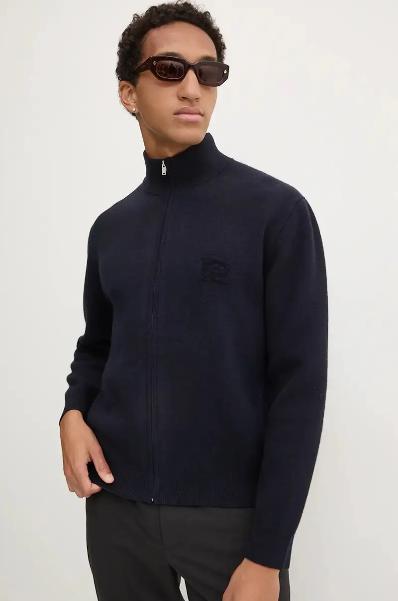 cardigan in lana POVAL colore blu navy NM24PFSW00457 miniatura 4