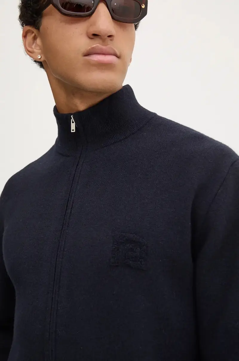 cardigan in lana POVAL colore blu navy NM24PFSW00457 miniatura 5