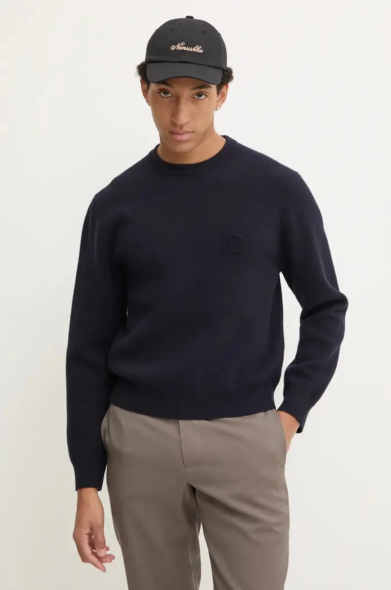 maglione in lana STONO uomo colore blu navy NM24PFSW00357 miniatura 4