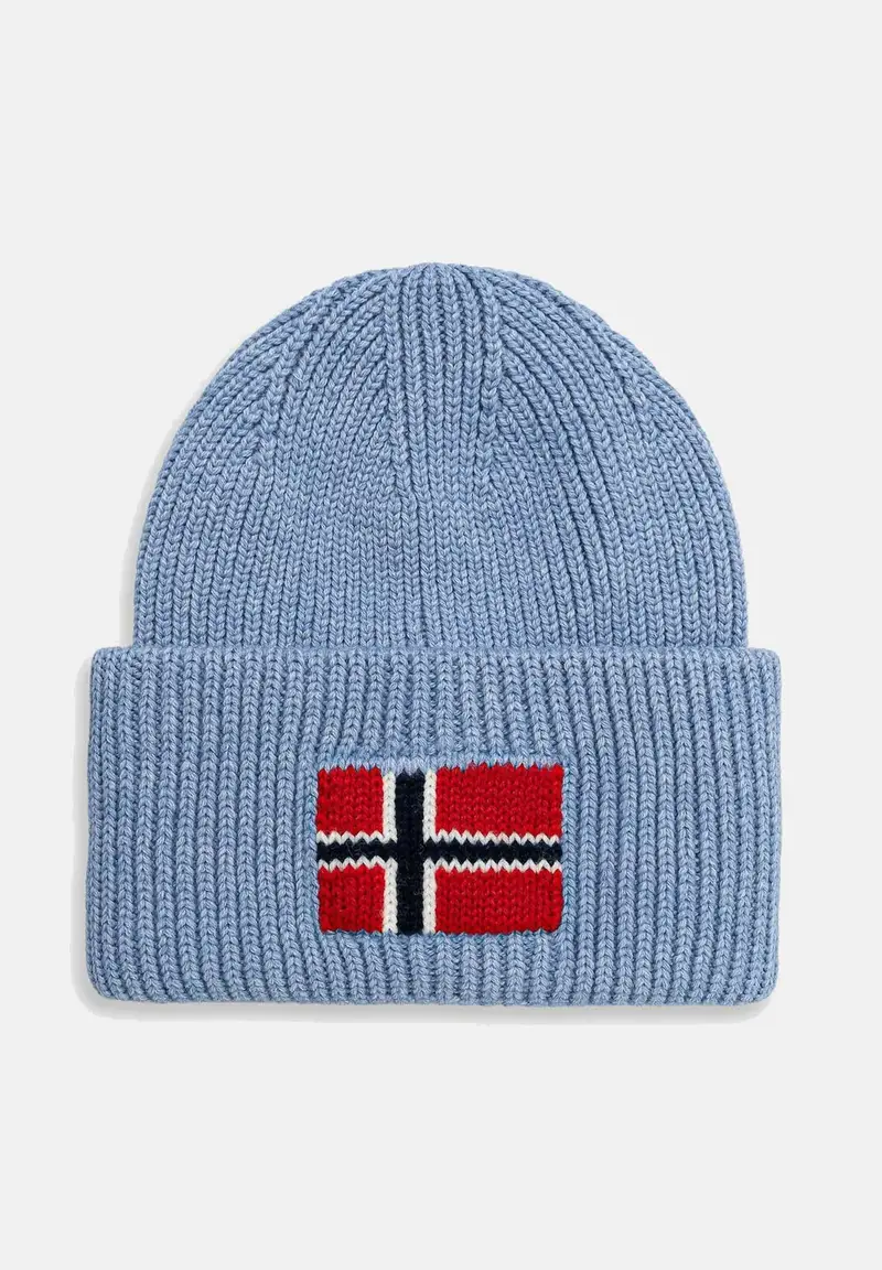 Berretto di lana azzurro per uomo e donna con bandiera