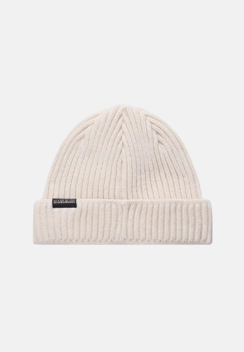 Berretto di lana panna per uomo e donna con logo miniatura 2