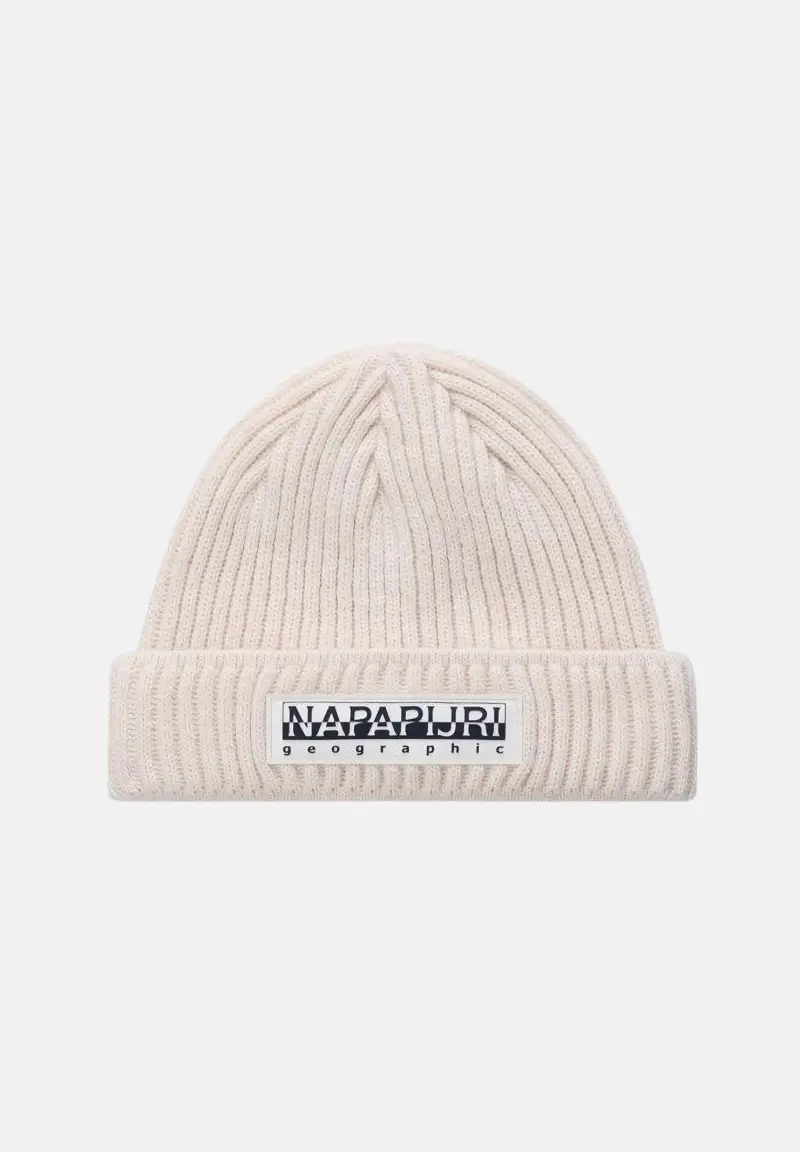 Berretto di lana panna per uomo e donna con logo