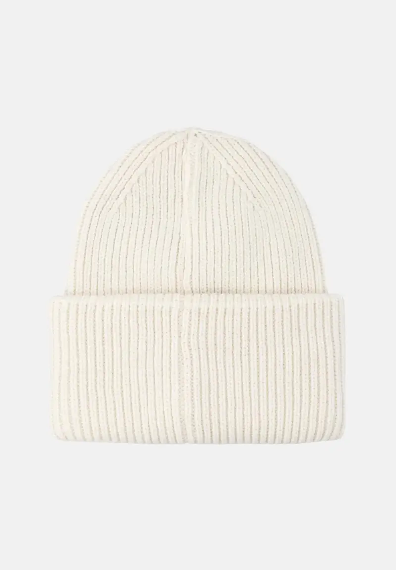 Berretto di lana panna per uomo e donna con logo miniatura 2