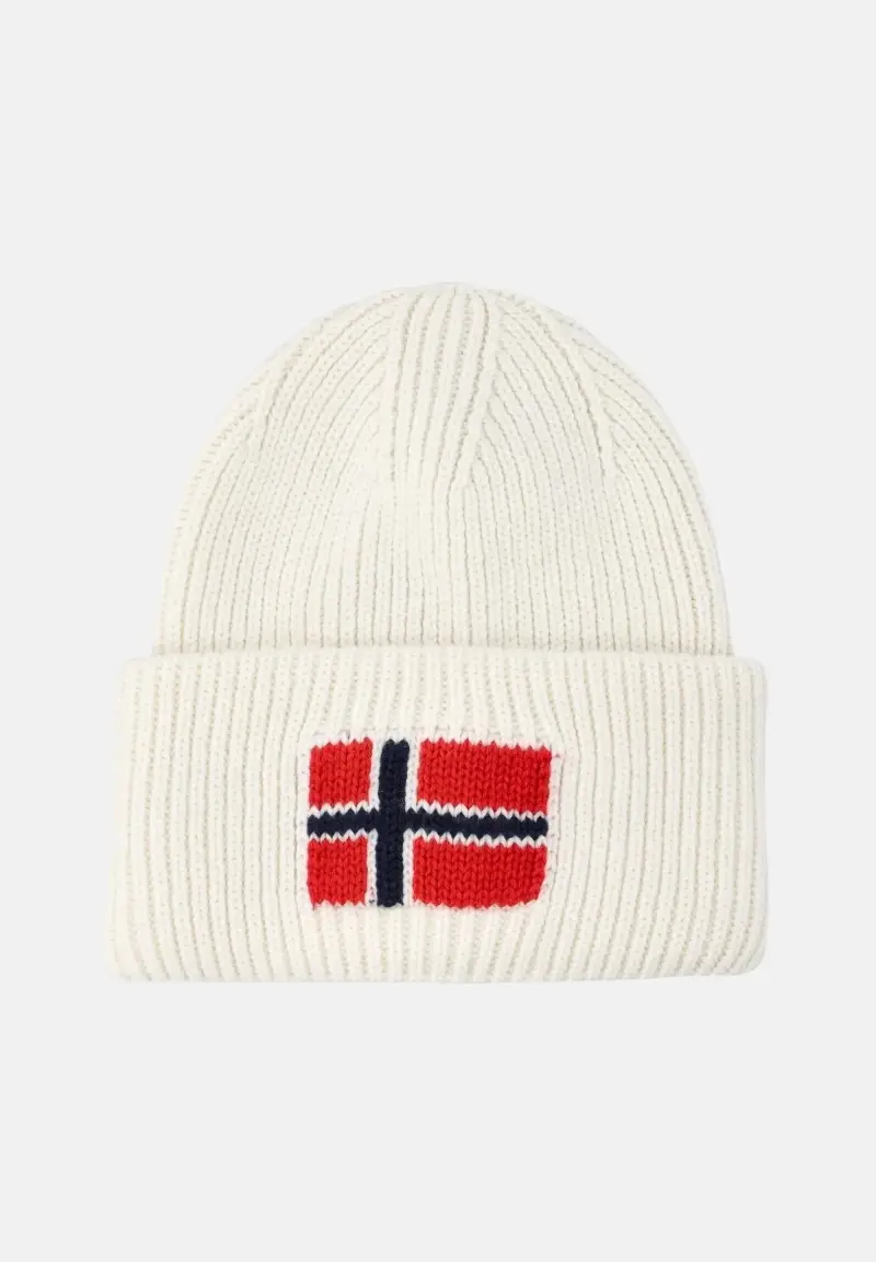 Berretto di lana panna per uomo e donna con logo