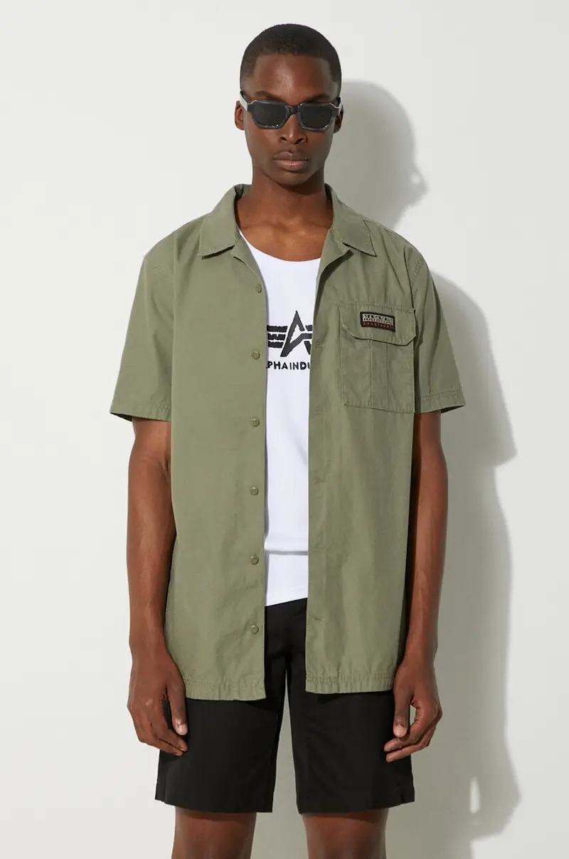 camicia in cotone uomo colore verde