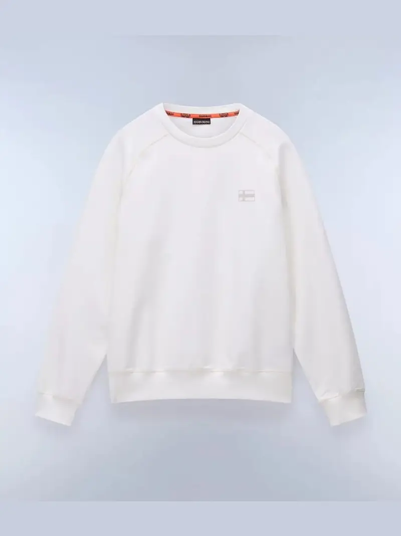 Napapijri felpa bianca uomo in cotone girocollo logo sul petto