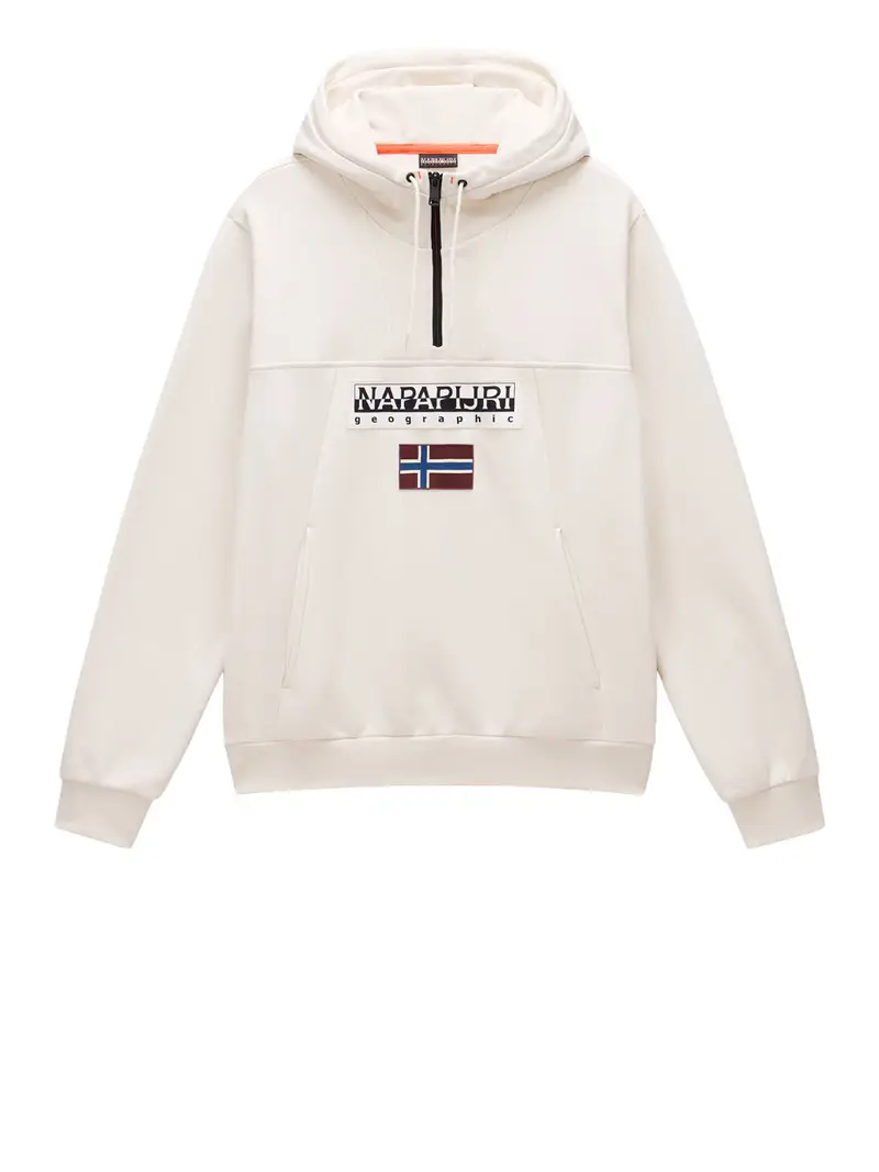 felpa cappuccio napapijri burgee da uomo - avorio