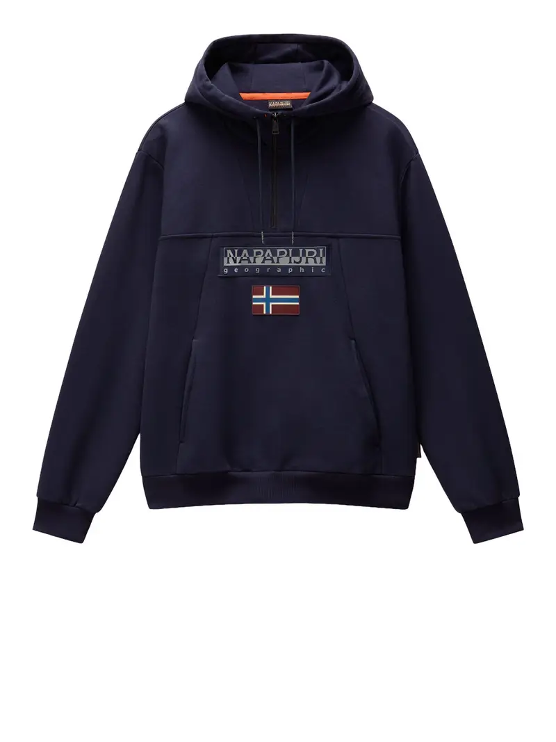 felpa cappuccio napapijri burgee da uomo - blu