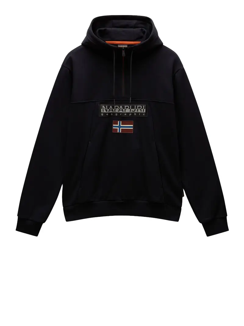 felpa cappuccio napapijri burgee da uomo - nero