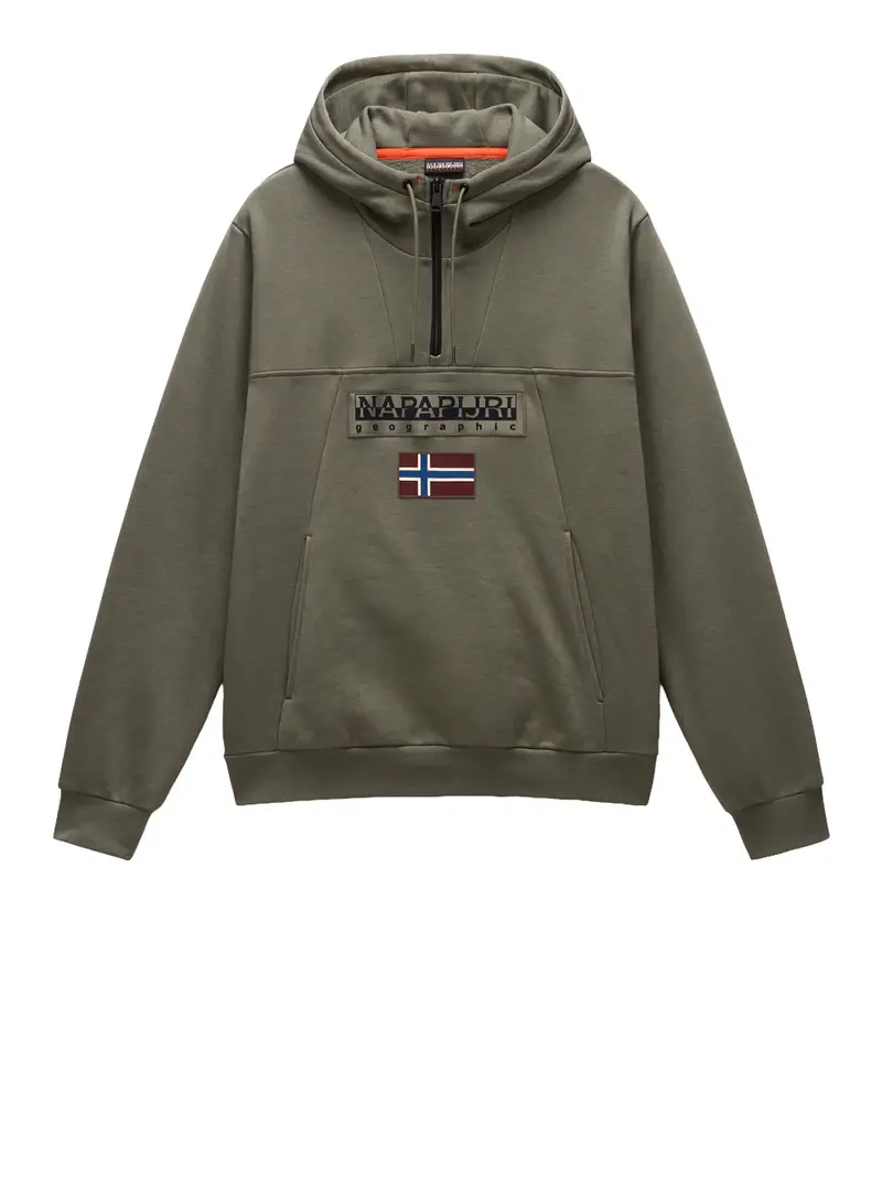 felpa cappuccio napapijri burgee da uomo - verde
