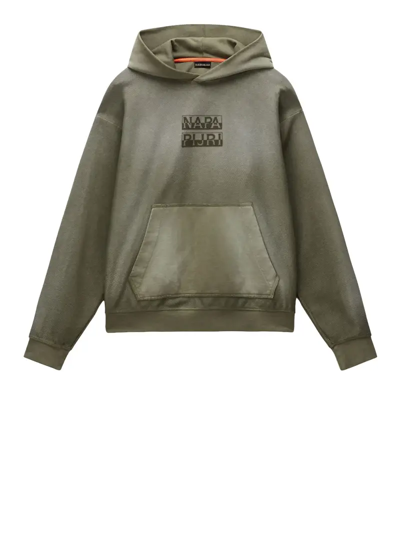 felpa cappuccio napapijri comel da uomo - verde