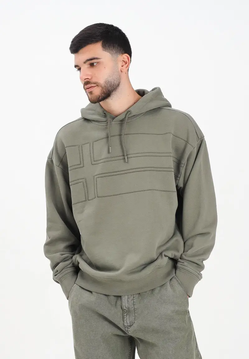 Felpa con cappuccio Braies in French Terry verde da uomo miniatura 2