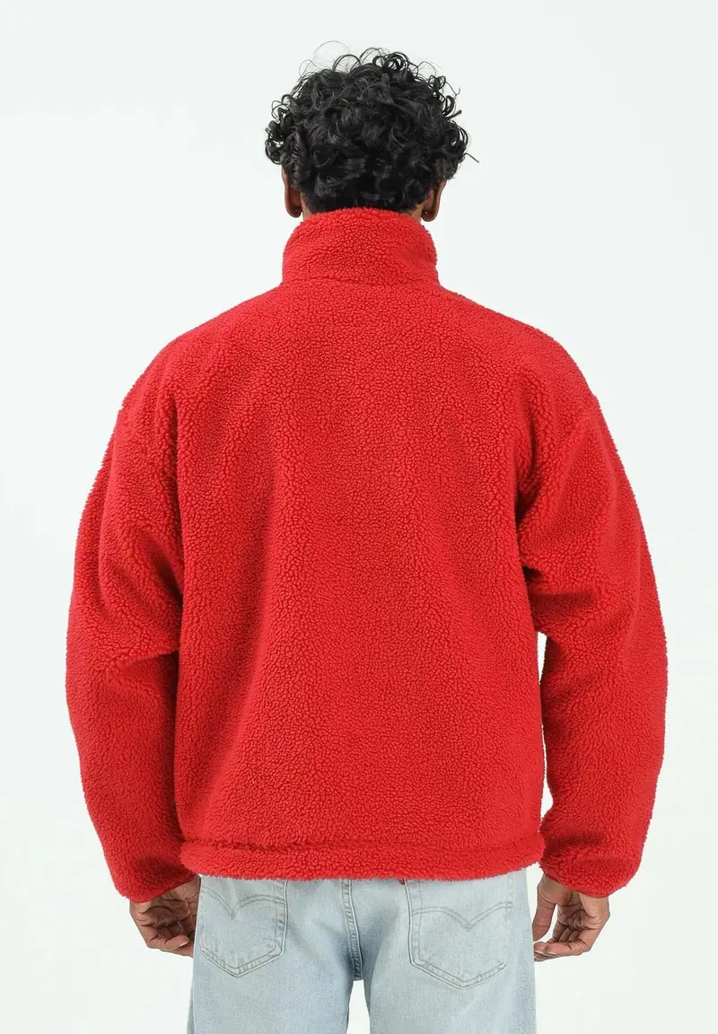 Felpa con zip in Pile Fiemme rossa da uomo miniatura 3