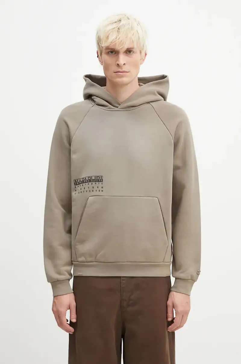 felpa in cotone B-Premium H uomo colore verde con cappuccio NP0A4I6MN1K1