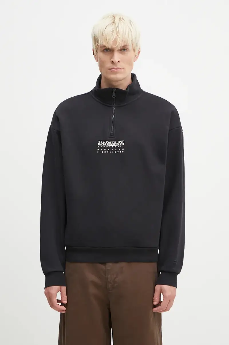 felpa in cotone B-Premium Hz uomo colore nero con cappuccio NP0A4I6N9411