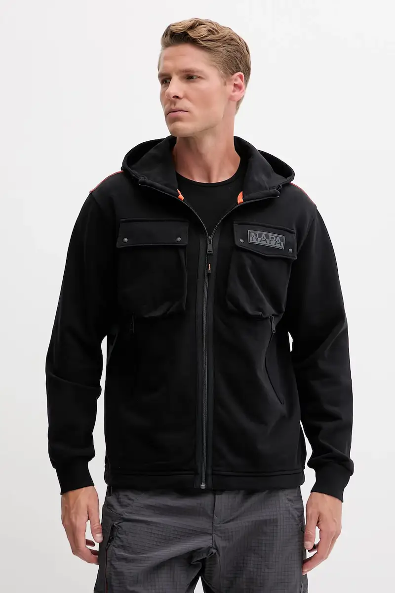 felpa in cotone B-Rivalto uomo colore nero con cappuccio NP0A4ICG9411