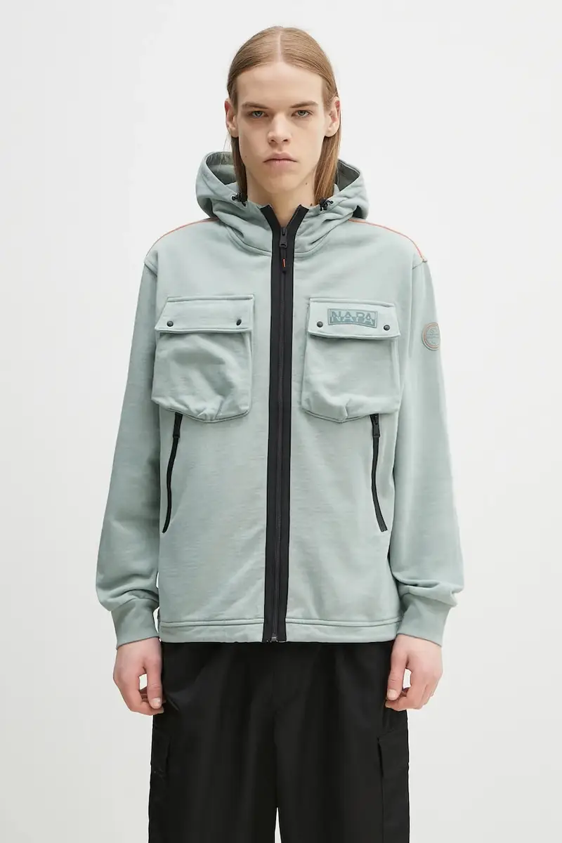 felpa in cotone B-Rivalto uomo colore verde con cappuccio NP0A4ICGG1X1