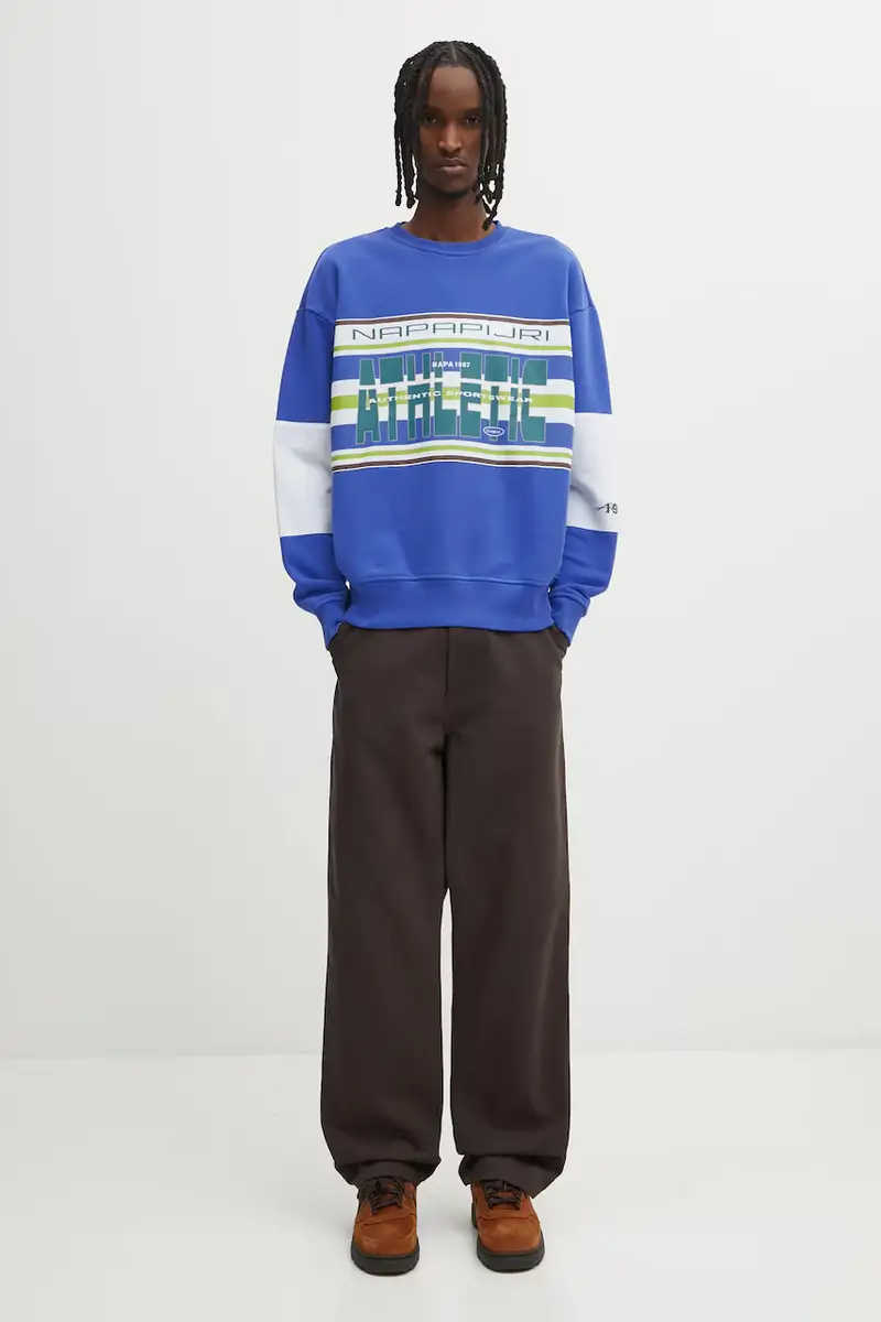 felpa in cotone Napapijri x Martine Rose uomo colore blu NP0A4I4ZBE11 miniatura 5