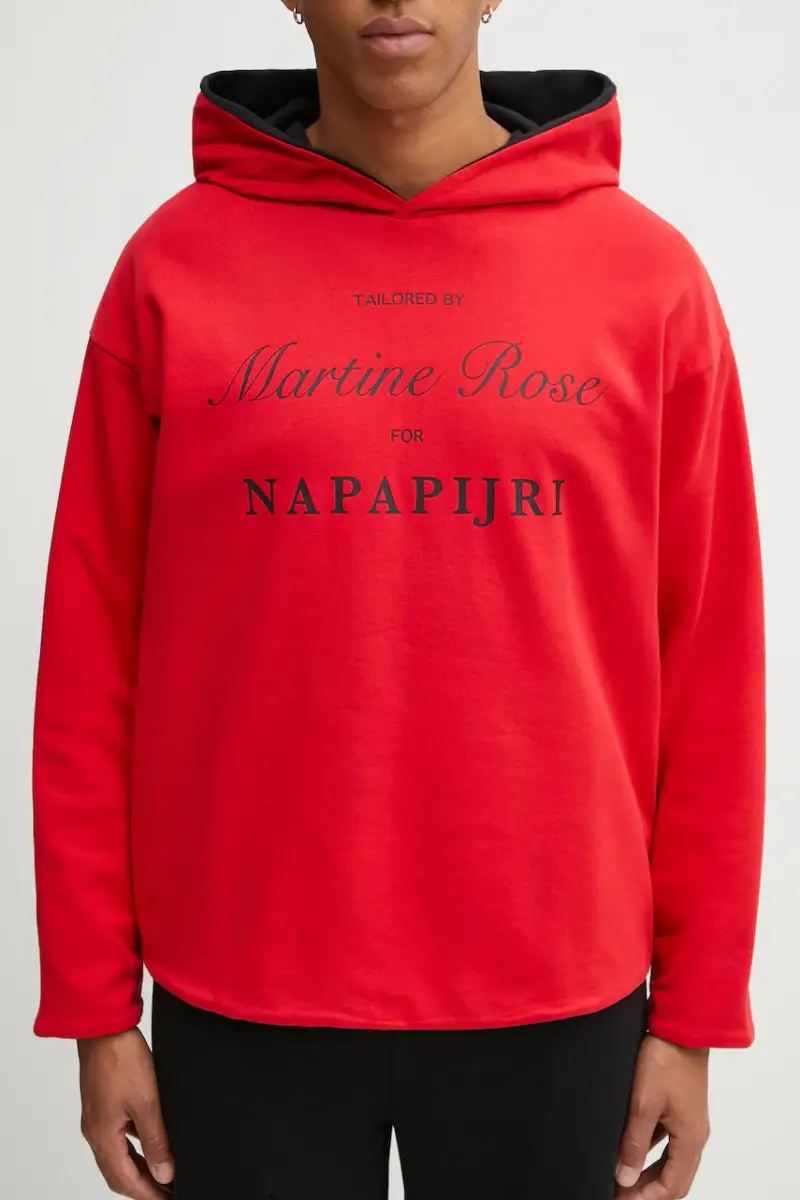 felpa in cotone Napapijri x Martine Rose uomo colore rosso con cappuccio NP0A4H8MRB11 miniatura 4