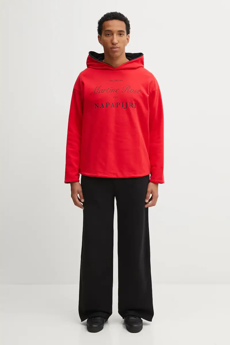 felpa in cotone Napapijri x Martine Rose uomo colore rosso con cappuccio NP0A4H8MRB11 miniatura 5