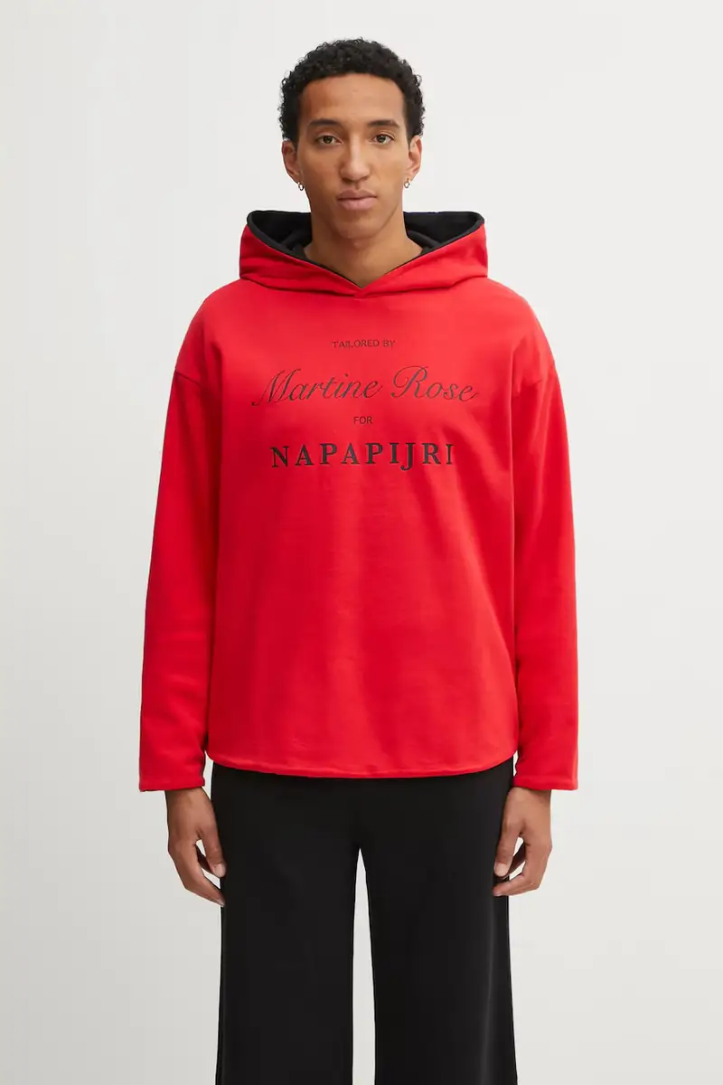 felpa in cotone Napapijri x Martine Rose uomo colore rosso con cappuccio NP0A4H8MRB11