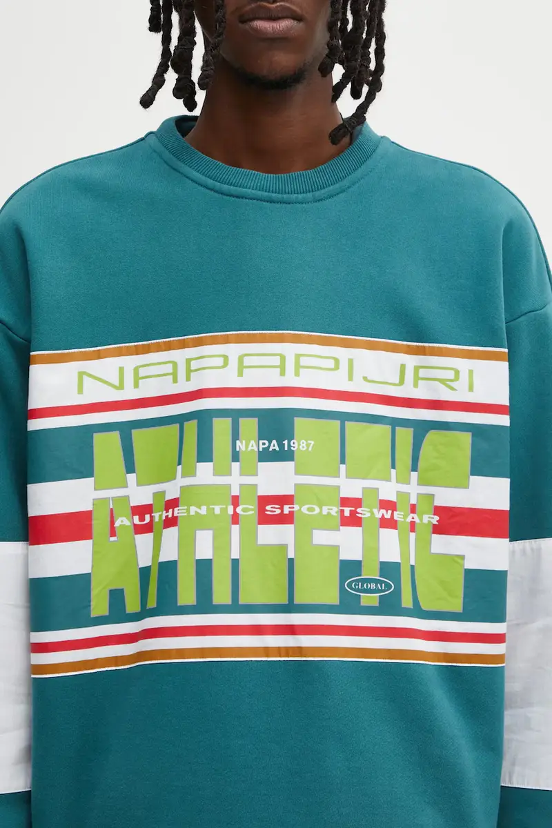 felpa in cotone Napapijri x Martine Rose uomo colore verde con applicazione NP0A4I4ZG2A1 Turchese miniatura 4