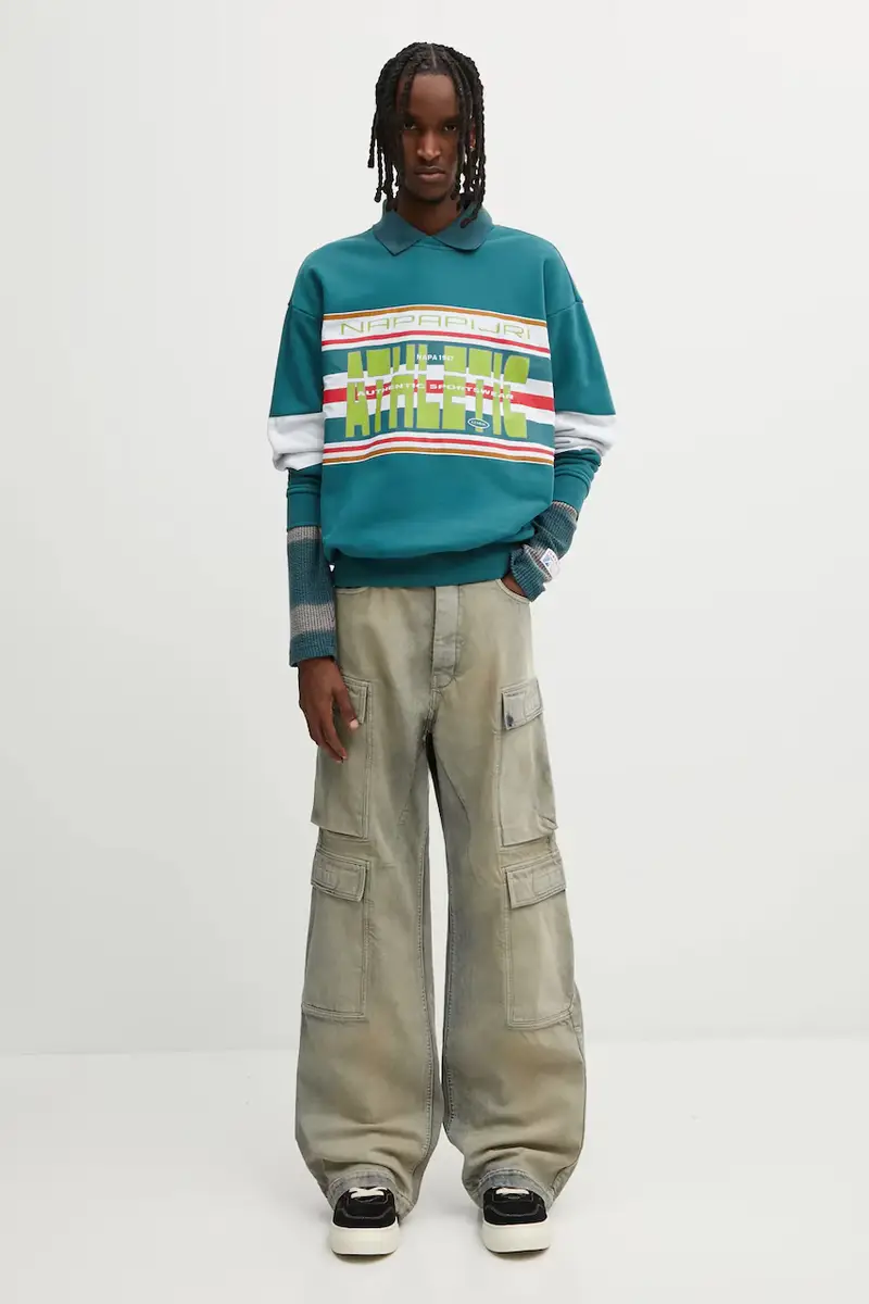 felpa in cotone Napapijri x Martine Rose uomo colore verde con applicazione NP0A4I4ZG2A1 Turchese miniatura 5