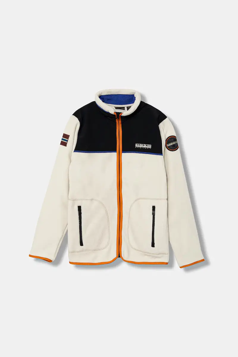 felpa in pile bambini T-ARBARI colore beige con applicazione NP0A88ZVN1J1