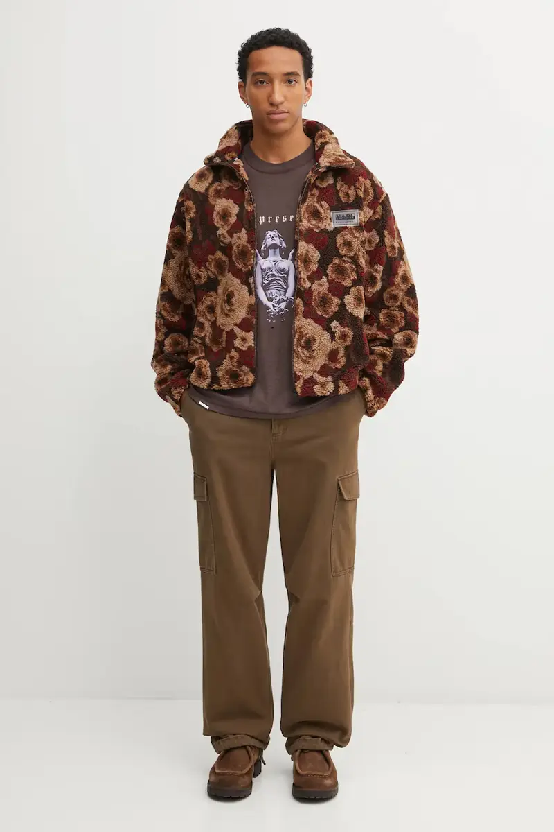 felpa in pile Napapijri x Martine Rose uomo colore marrone NP0A4FPLFUA1 miniatura 5